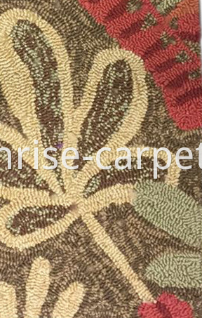 Hand Hooked Carpet Brown and Beige